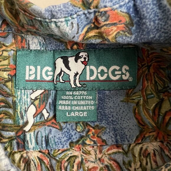Big Dogs Mens Large Tropical Floral Short Sleeve Button Down Shirt - Picture 5 of 5